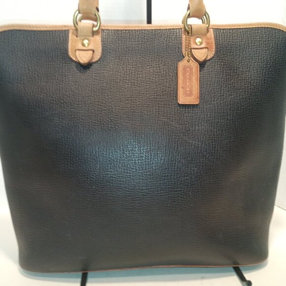 Rare '90s COACH Italy Dakota Collection Harvest Tote 4207 Black Pebbled Leather - Picture 4 of 15